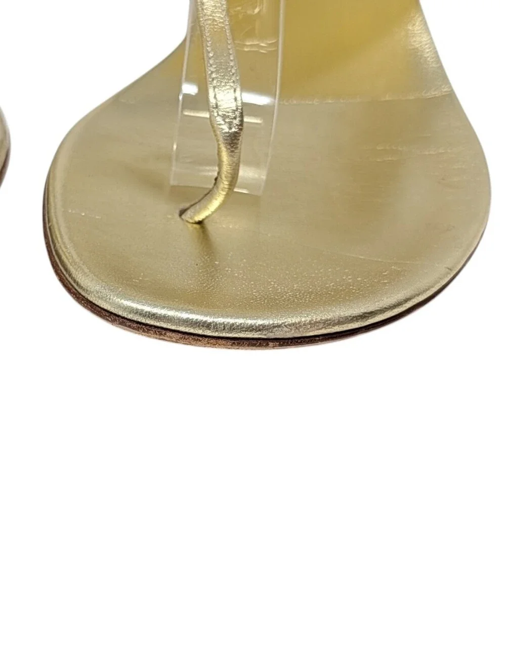 Gucci Gold T-Strap Horsebit Heeled Dress Up Thong Sandals Size 8